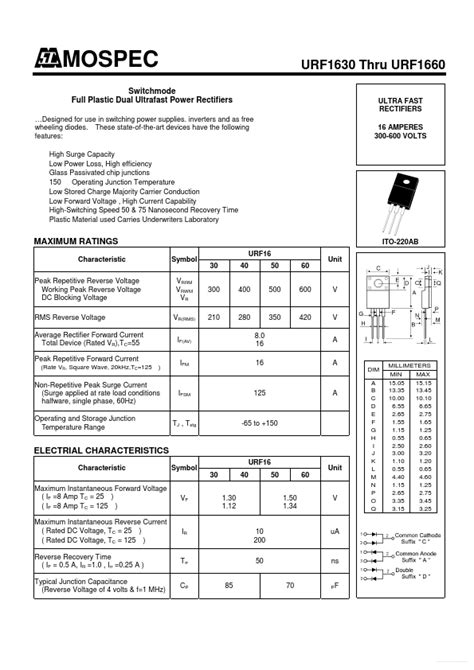 Urf Mospec Rectifiers Distributor Stock And Best Price