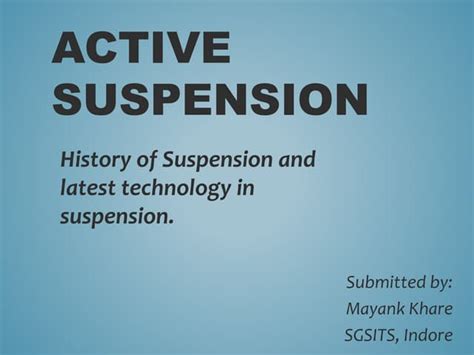 Active Suspension System Of Automobiles Ppt