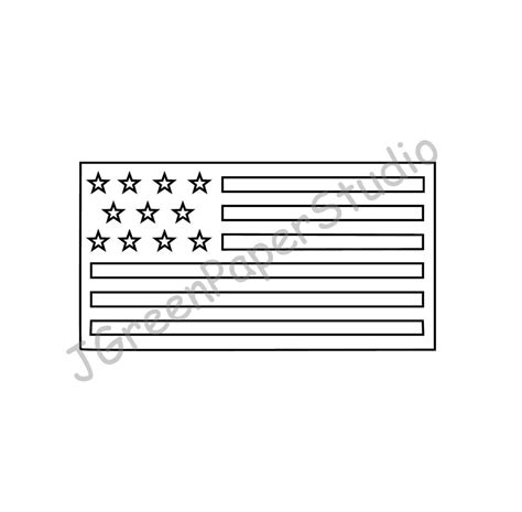 Printable American Flag Template PDF Digital Download Line Art USA Flag ...