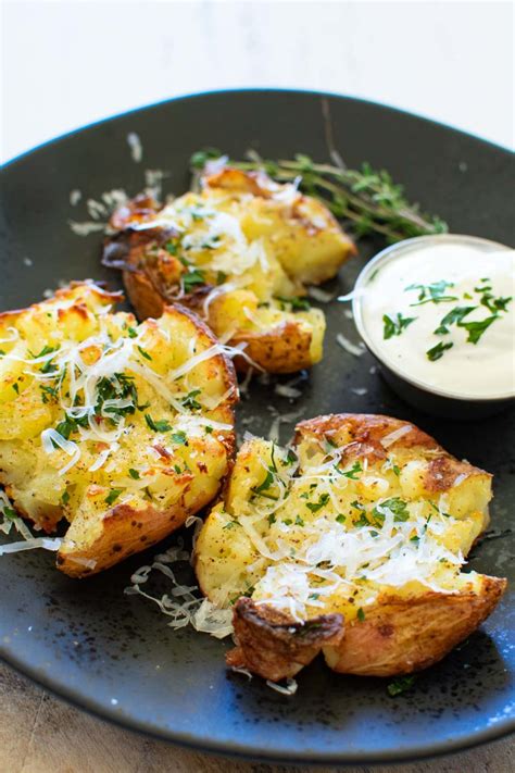 Smashed Red Potatoes Oven Baked Pitchfork Foodie Farms