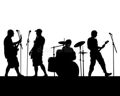 Rock Band Silhouette On Stage Stock Vector Illustration Of Drum