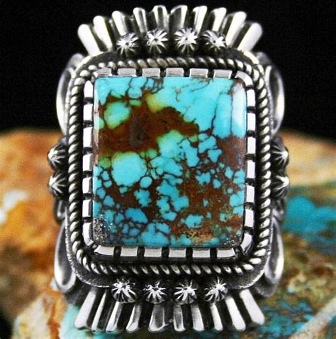 Thomas Jim Rare Gem Grade Blue Star Spiderweb Turquoise Ring