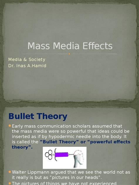 An Overview of Mass Media Effects Theories from the Bullet Theory to ...