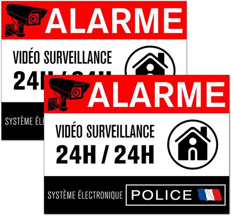 Autocollant alarme maison Etiquette site sous vidéo surveillance