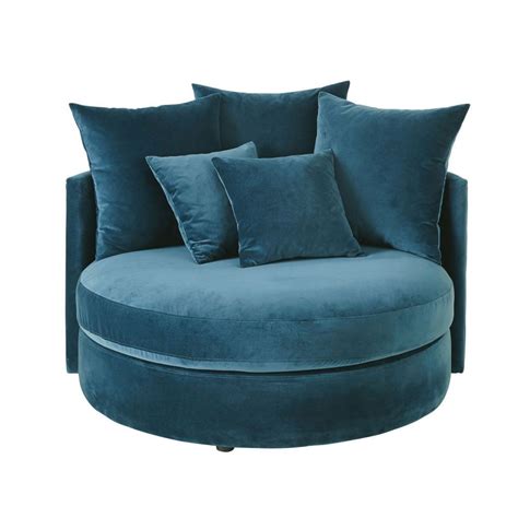 Petrol Blue 12 Seater Round Velvet Sofa Maisons Du Monde Us Velvet