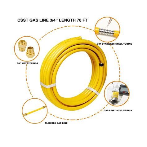 Csst Corrugated Stainless Steel Tubing 70 Ft 3 4 Flexible Natural Gas