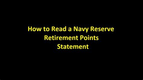 Episode 0030 How To Read An Navy Reserve Retirement Points Statement