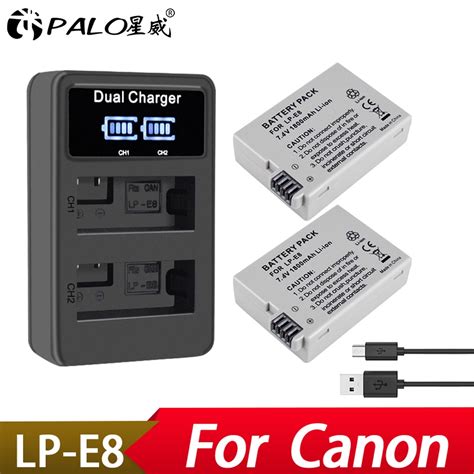 Palo Lp E Lpe Lp E Rechargeable Battery Lcd Dual Charger For Canon