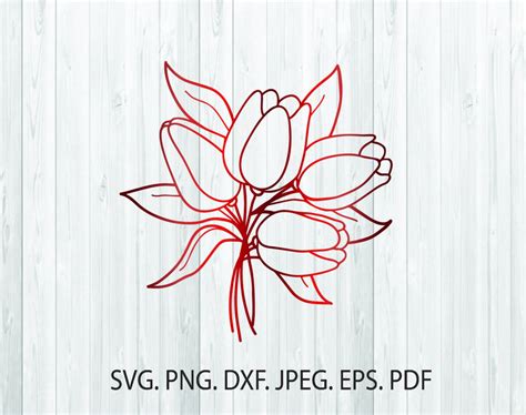 Tulip Svg Flower Svg Tulip Silhouette Tulip Clipart Tulip Etsy