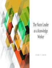 Nurse As Leader Pptx The Nurse Leader As A Knowledge Worker C L A I R