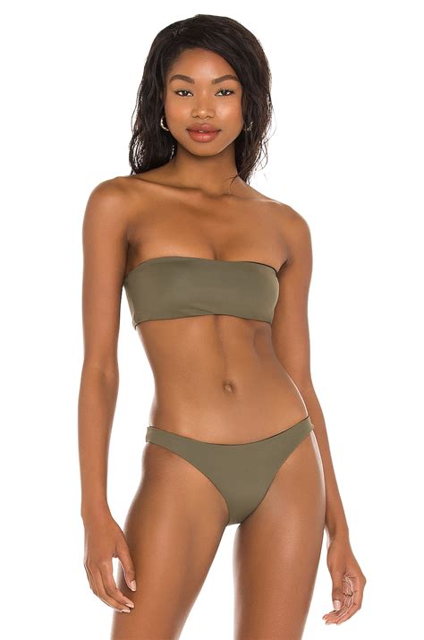 Jade Swim All Around Bandeau Bikini Top In Olive Leather Revolve