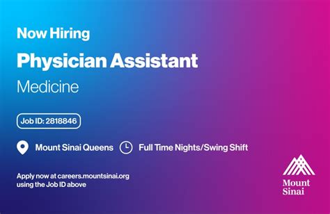 Mount Sinai Health System On Linkedin Physician Assistant Medicine Msq Night Swing Shift