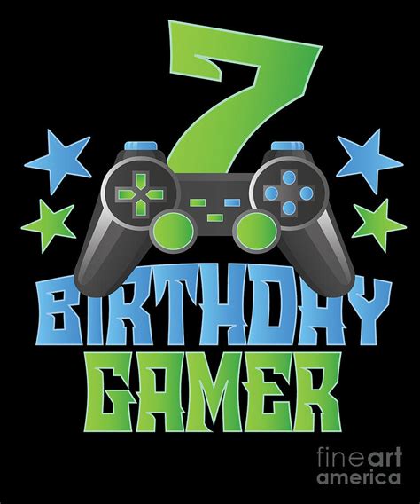 7th Birthday Gamer Boy 7 Years Old Video Game Lover Party Print Digital