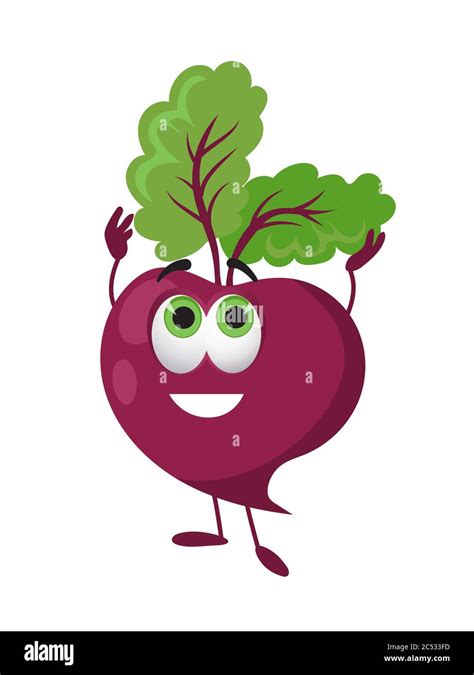 Funny Beetroot With Eyes On White Background Cartoon Funny Vegetables