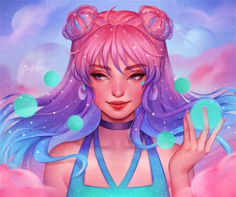 Anime Girl With Galaxy Hair