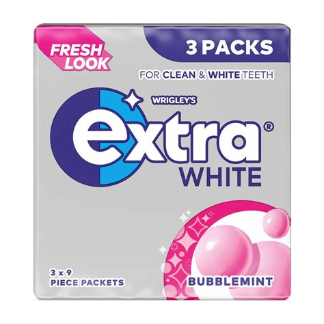 Wrigleys Extra White Bubblemint Flavour Chewing Gum 9pcs 3pk