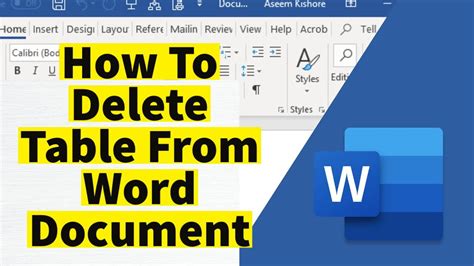 How To Delete Table From Word Document Youtube