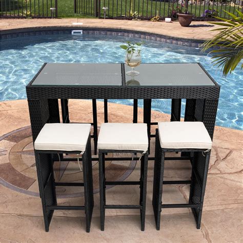 Patio Rattan Wicker Outdoor Furniture Bar Set Patio Furniture at Lowes.com