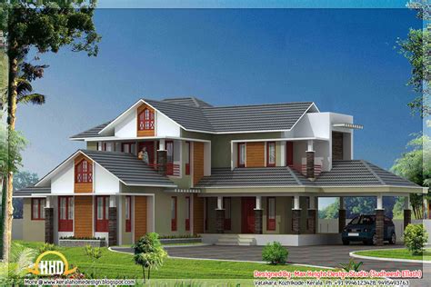 5 Kerala style house 3D models | House Design Plans