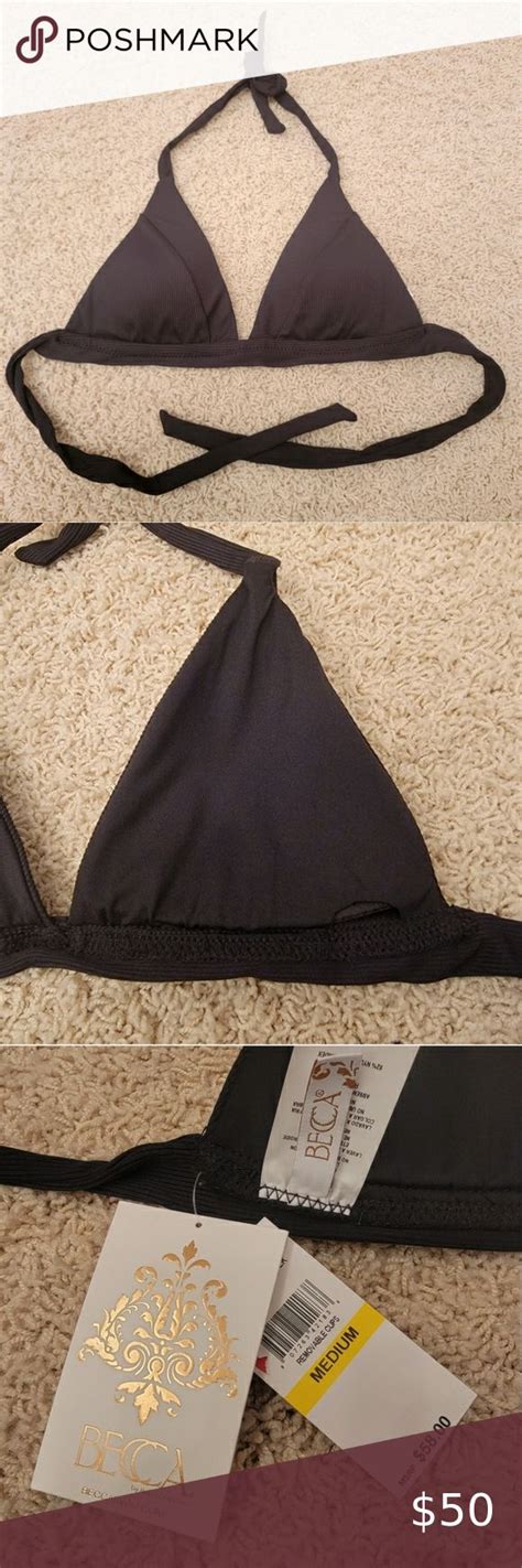 Becca Triangle Black Bikini Top Nwt Size Medium Black Bikini Tops Plus