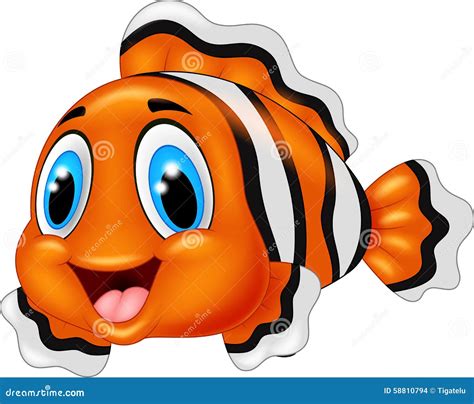 Cute Clown Fish Cartoon Posing Stock Vector Illustration Of Wildlife