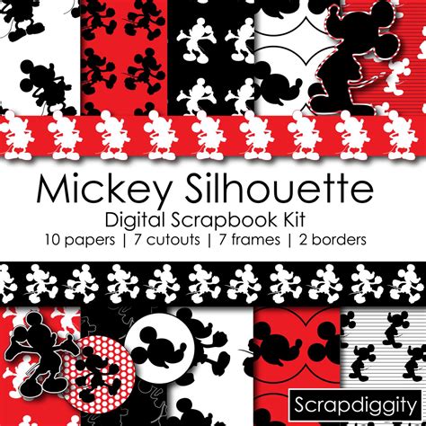 Mickey Silhouette Digital Scrapbook Kit By Scrapdiggity On Etsy Digital