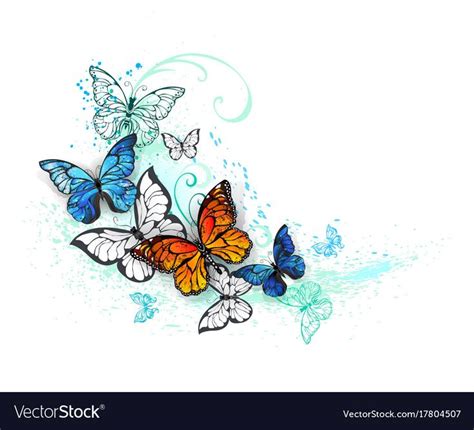 Artistic Morpho And Monarchs Vector Image On Vectorstock Tattoo Ideen