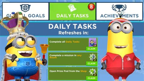 Minion Rush Daily Tasks Missions Completed And Reward Claim