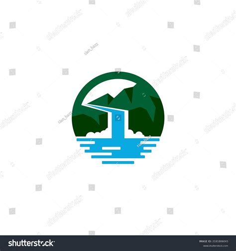 Waterfall River Hill Logo Design Template Stock Vector Royalty Free