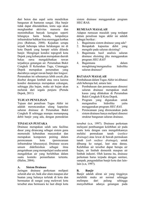 Redesign Drainase Di Perumahan Bukit Cengkeh Ii Kota Depok Pdf