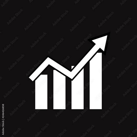 Vecteur Stock graph icon on black background. flat style. line chart ...