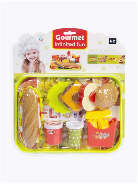 Игровой набор продуктов "Фастфуд" в комплекте с подносом, 6 предметов