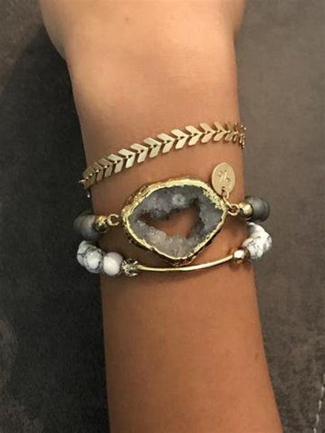 Druzy Bracelets Druzy Stack Druzy Bead Bracelet Druzy Stretch