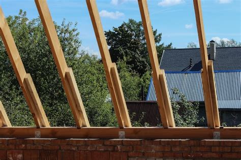 Premium Photo Roof Trusses Not Covered With Ceramic Tile On A