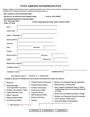 Fillable Online Proctor Application And Qualifications Form Fax Email