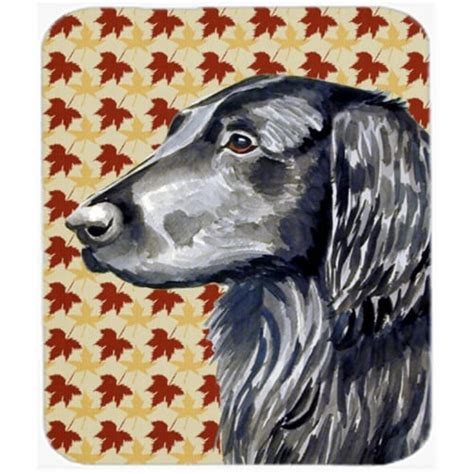 Flat Coated Retriever Fall Leaves Portrait Mouse Pad Hot Pad Or Trivet