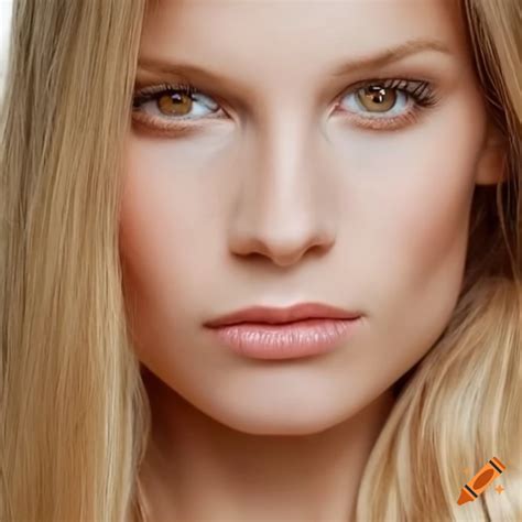 Portrait Of A Beautiful Blond Woman With Brown Eyes