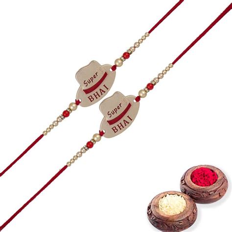 Combo Of 2 Rakhi Roli Chawal And Free Greeting Card Specially Designed