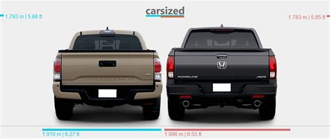 Dimensions Toyota Tacoma Present Vs Honda Ridgeline Present