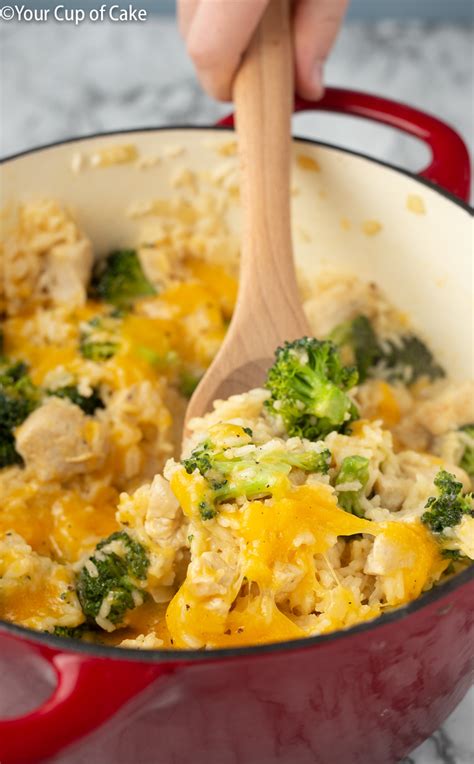 One Pot Cheesy Chicken Rice And Broccoli Your Cup Of Cake