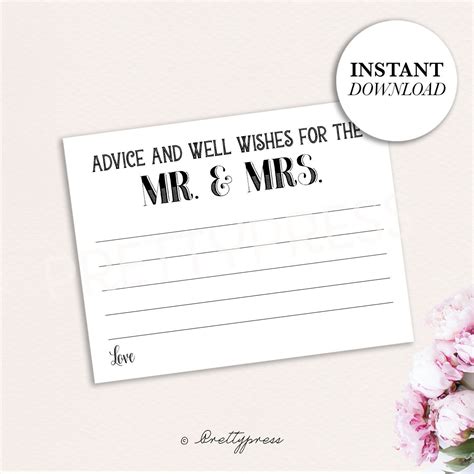 Advice And Well Wishes For The Mr And Mrs Wedding Advice Etsy