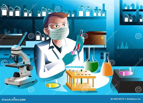 Scientist Working In Laboratory Stock Vector Illustration Of Analyze