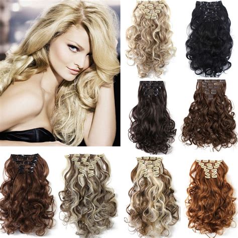 Colores Clip En Extensiones De Cabello Unids Set Inch Cm