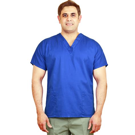 Unisex Royal Blue Menwomen V Neck Scrub Cotton Uniforms Medical