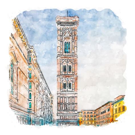 Firenze Italy Watercolor sketch hand drawn illustration 21258326 Vector ...