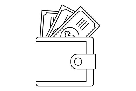 Wallet With Money Clipart Black And White