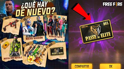 YA SALIO AGENDA SEMANAL PASE ELITE CON DESCUENTO EN FREE FIRE Y NUEVA