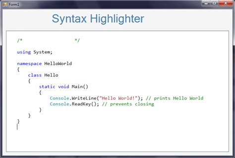 C# Simple Syntax Highlighting | coding.vision