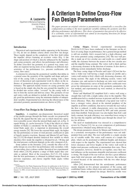 A Criterion To Define Cross-Flow Fan Design Parameters | PDF | Vortices | Angle