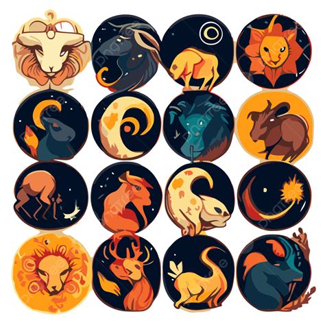 Different Zodiac Signs With Animals In The Background Vector Clipart ...